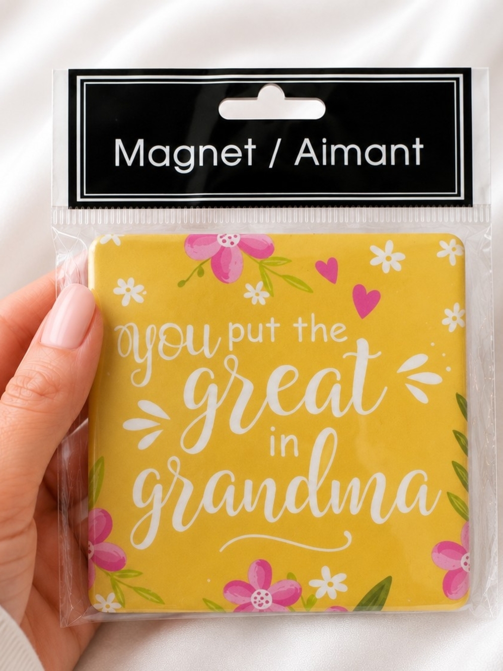 You Put the Great in Grandma Yellow Floral Magnet